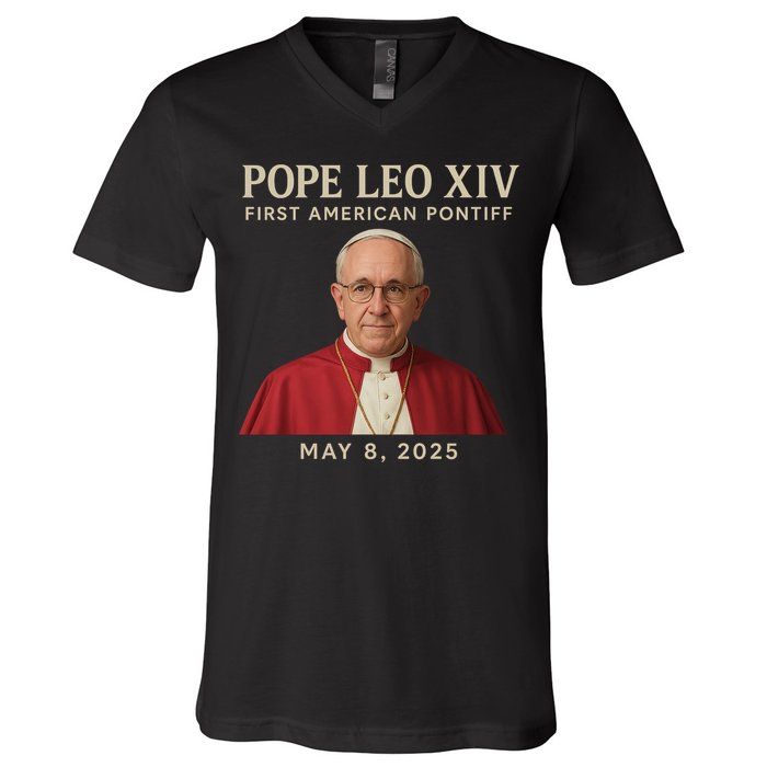 Pope Leo XIV First American Pontiff May 8th 2025 V-Neck T-Shirt