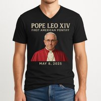 Pope Leo XIV First American Pontiff May 8th 2025 V-Neck T-Shirt