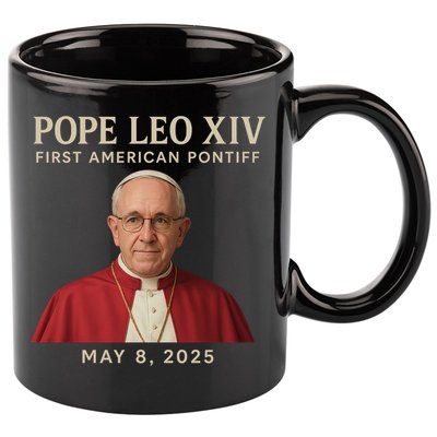 Pope Leo XIV First American Pontiff May 8th 2025 11oz C Handle Ceramic Mug