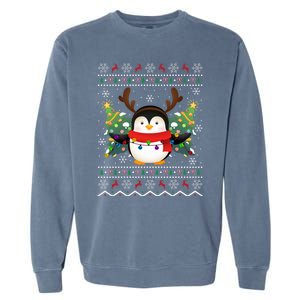 Penguin Lover Xmas Ugly Santa Penguin Christmas Gift Garment-Dyed Sweatshirt