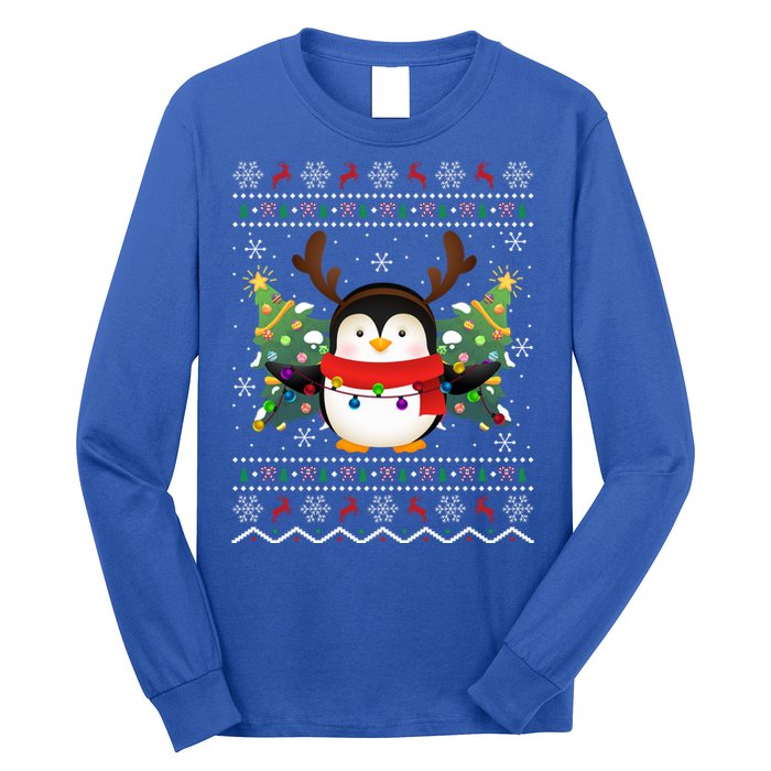 Penguin Lover Xmas Ugly Santa Penguin Christmas Gift Long Sleeve Shirt