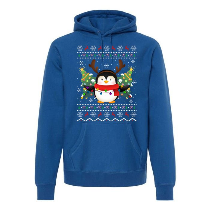 Penguin Lover Xmas Ugly Santa Penguin Christmas Gift Premium Hoodie