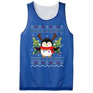 Penguin Lover Xmas Ugly Santa Penguin Christmas Gift Mesh Reversible Basketball Jersey Tank