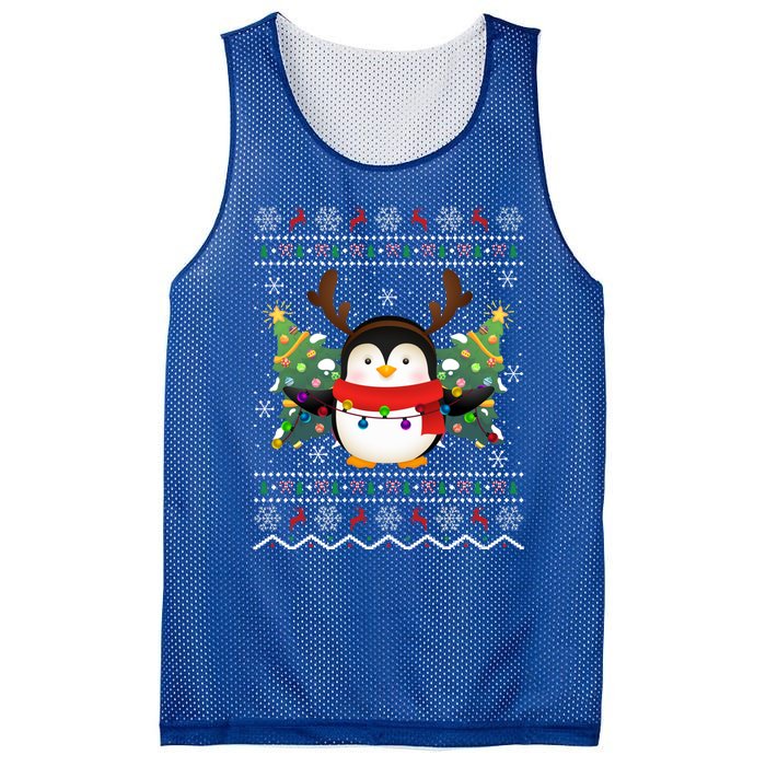 Penguin Lover Xmas Ugly Santa Penguin Christmas Gift Mesh Reversible Basketball Jersey Tank