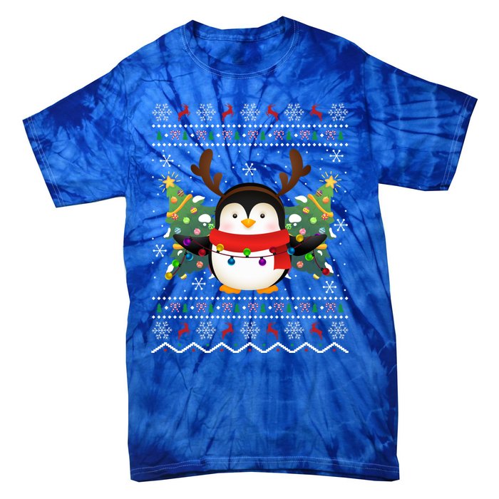 Penguin Lover Xmas Ugly Santa Penguin Christmas Gift Tie-Dye T-Shirt