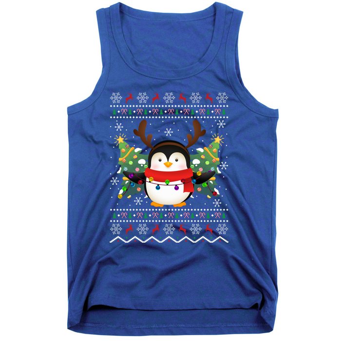 Penguin Lover Xmas Ugly Santa Penguin Christmas Gift Tank Top