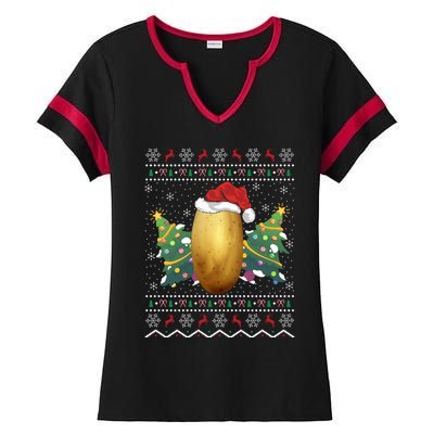 Potato Lover Xmas Gift Ugly Potato Christmas Gift Ladies Halftime Notch Neck Tee