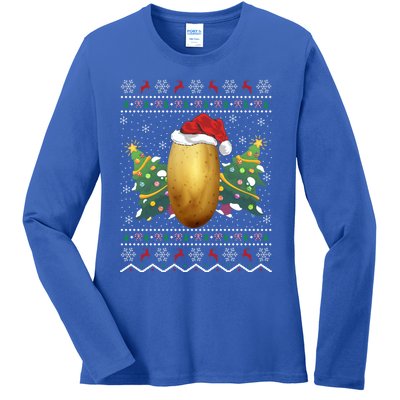 Potato Lover Xmas Gift Ugly Potato Christmas Gift Ladies Long Sleeve Shirt