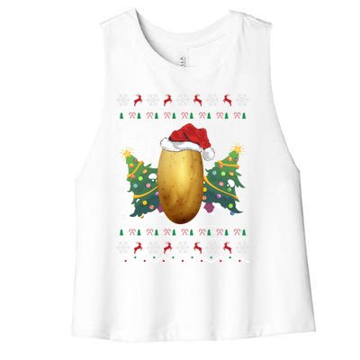 Potato Lover Xmas Gift Ugly Potato Christmas Gift Women's Racerback Cropped Tank