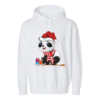 Panda Lover Xmas Lights Santa Panda Christmas Cute Gift Garment-Dyed Fleece Hoodie