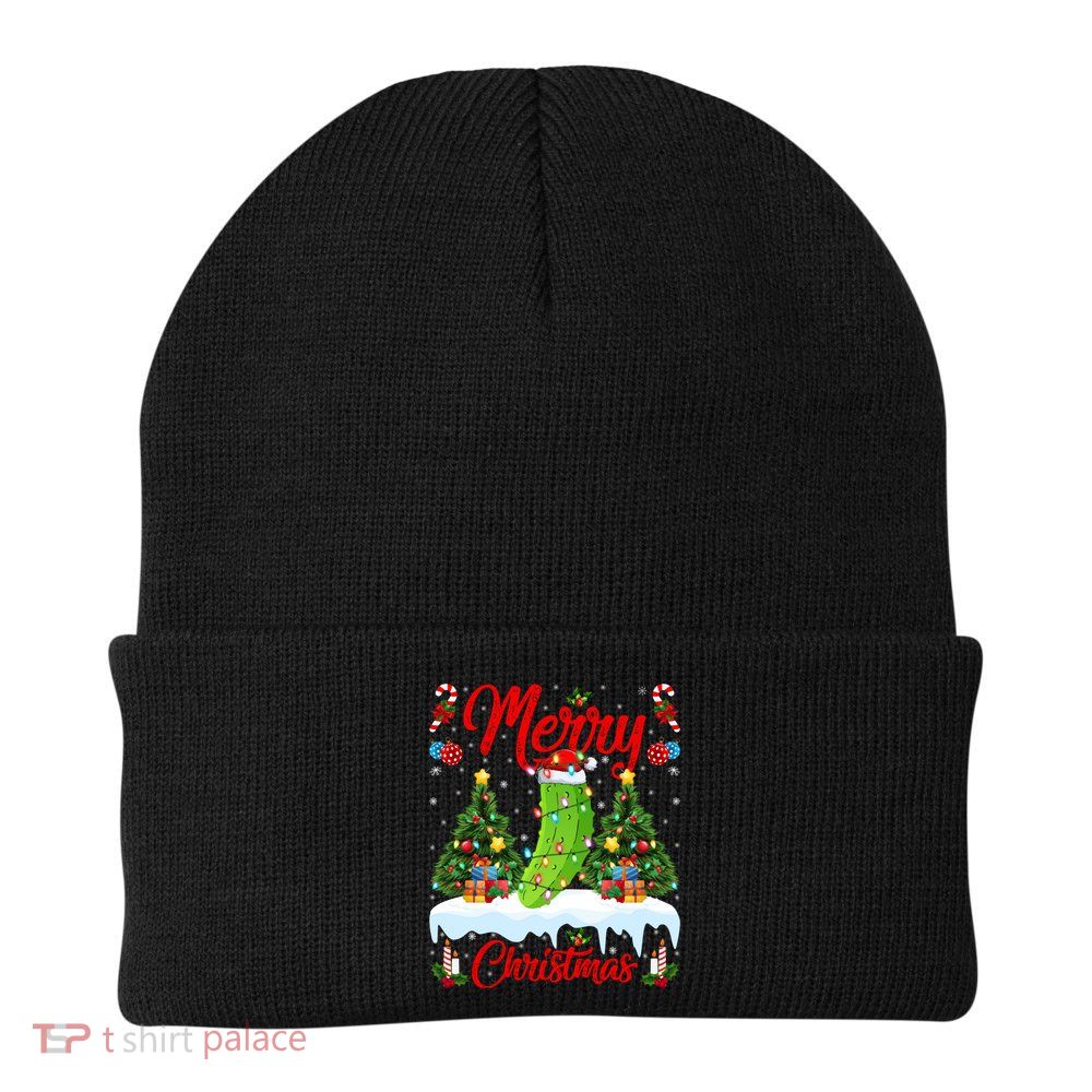 Pickle Lover Xmas Lighting Santa Hat Pickle Christmas Cool Gift Beanie