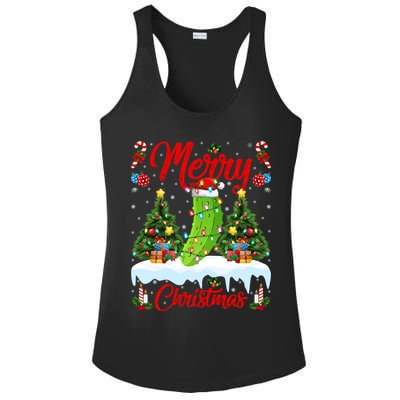 Pickle Lover Xmas Lighting Santa Hat Pickle Christmas Cool Gift Ladies PosiCharge Competitor Racerback Tank