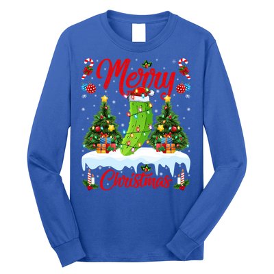 Pickle Lover Xmas Lighting Santa Hat Pickle Christmas Cool Gift Long Sleeve Shirt