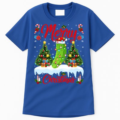 Pickle Lover Xmas Lighting Santa Hat Pickle Christmas Cool Gift Tall T-Shirt