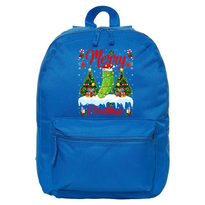 Pickle Lover Xmas Lighting Santa Hat Pickle Christmas Cool Gift 16 in Basic Backpack