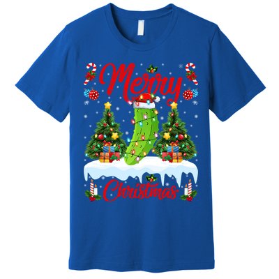Pickle Lover Xmas Lighting Santa Hat Pickle Christmas Cool Gift Premium T-Shirt