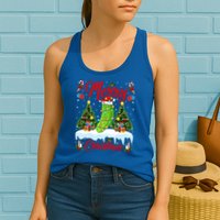 Pickle Lover Xmas Lighting Santa Hat Pickle Christmas Cool Gift Womens Tank Top