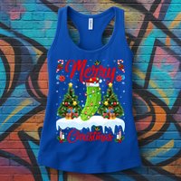 Pickle Lover Xmas Lighting Santa Hat Pickle Christmas Cool Gift Womens Tank Top