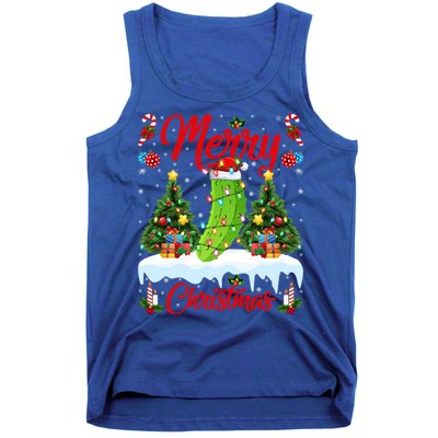 Pickle Lover Xmas Lighting Santa Hat Pickle Christmas Cool Gift Tank Top