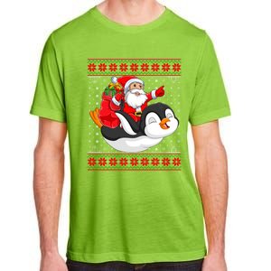 Penguin Lover Xmas Ugly Santa Riding Penguin Christmas Gift Adult ChromaSoft Performance T-Shirt