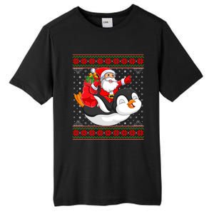 Penguin Lover Xmas Ugly Santa Riding Penguin Christmas Gift Tall Fusion ChromaSoft Performance T-Shirt