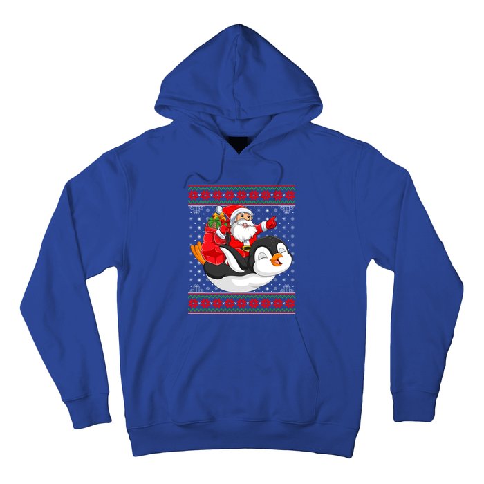 Penguin Lover Xmas Ugly Santa Riding Penguin Christmas Gift Hoodie