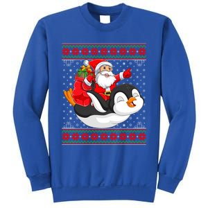 Penguin Lover Xmas Ugly Santa Riding Penguin Christmas Gift Sweatshirt