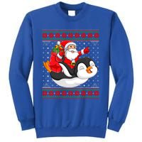 Penguin Lover Xmas Ugly Santa Riding Penguin Christmas Gift Sweatshirt