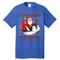 Penguin Lover Xmas Ugly Santa Riding Penguin Christmas Gift Tall T-Shirt