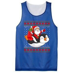 Penguin Lover Xmas Ugly Santa Riding Penguin Christmas Gift Mesh Reversible Basketball Jersey Tank