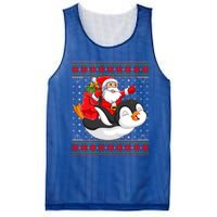 Penguin Lover Xmas Ugly Santa Riding Penguin Christmas Gift Mesh Reversible Basketball Jersey Tank