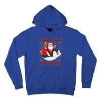 Penguin Lover Xmas Ugly Santa Riding Penguin Christmas Gift Tall Hoodie