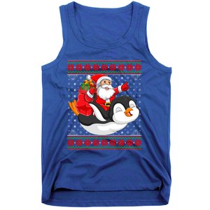 Penguin Lover Xmas Ugly Santa Riding Penguin Christmas Gift Tank Top