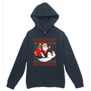 Penguin Lover Xmas Ugly Santa Riding Penguin Christmas Gift Urban Pullover Hoodie