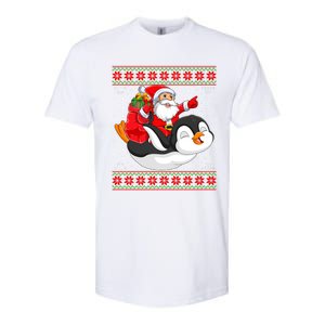 Penguin Lover Xmas Ugly Santa Riding Penguin Christmas Gift Softstyle CVC T-Shirt