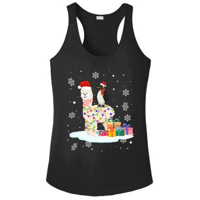 Penguins Lover Xmas Lighting Penguin Riding Llama Christmas Cool Gift Ladies PosiCharge Competitor Racerback Tank