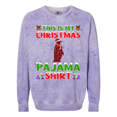 Penguin Lover Xmas Gift This Is My Christmas Penguin Pajama Gift Colorblast Crewneck Sweatshirt