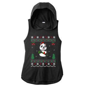 Panda Lover Xmas Ugly Santa Hat Panda Christmas Gift Ladies PosiCharge Tri-Blend Wicking Draft Hoodie Tank