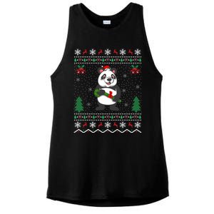 Panda Lover Xmas Ugly Santa Hat Panda Christmas Gift Ladies PosiCharge Tri-Blend Wicking Tank