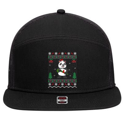 Panda Lover Xmas Ugly Santa Hat Panda Christmas Gift 7 Panel Mesh Trucker Snapback Hat
