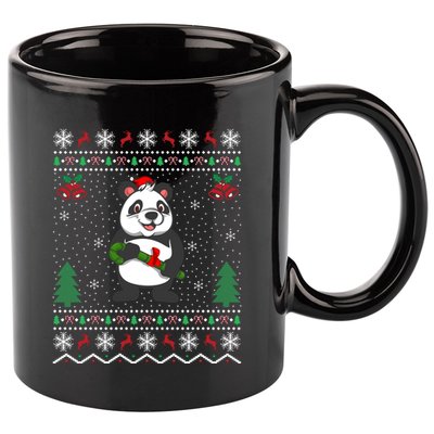 Panda Lover Xmas Ugly Santa Hat Panda Christmas Gift 11oz C Handle Ceramic Mug