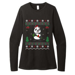 Panda Lover Xmas Ugly Santa Hat Panda Christmas Gift Womens CVC Long Sleeve Shirt