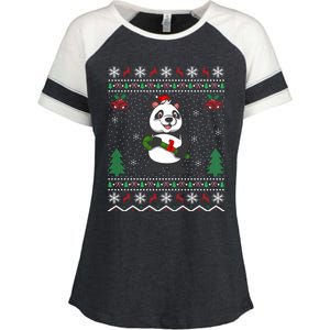 Panda Lover Xmas Ugly Santa Hat Panda Christmas Gift Enza Ladies Jersey Colorblock Tee