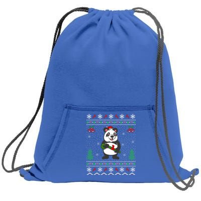 Panda Lover Xmas Ugly Santa Hat Panda Christmas Gift Sweatshirt Cinch Pack Bag