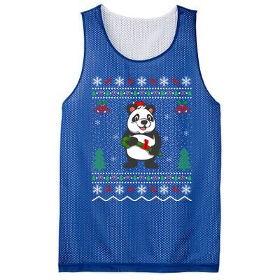 Panda Lover Xmas Ugly Santa Hat Panda Christmas Gift Mesh Reversible Basketball Jersey Tank