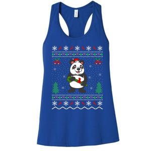 Panda Lover Xmas Ugly Santa Hat Panda Christmas Gift Women's Racerback Tank