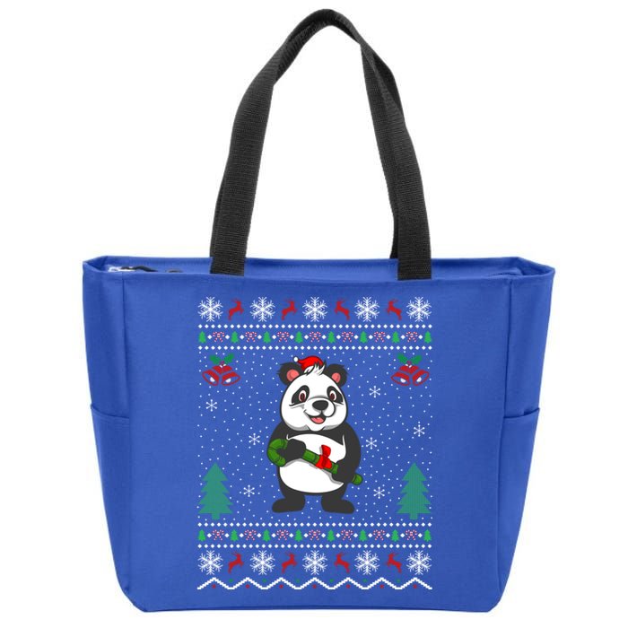 Panda Lover Xmas Ugly Santa Hat Panda Christmas Gift Zip Tote Bag