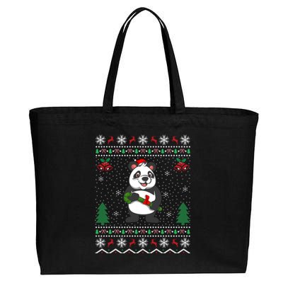 Panda Lover Xmas Ugly Santa Hat Panda Christmas Gift Cotton Canvas Jumbo Tote