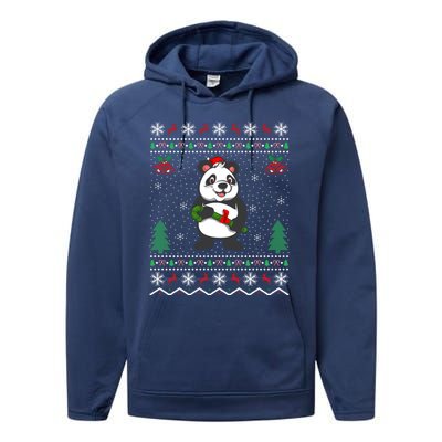 Panda Lover Xmas Ugly Santa Hat Panda Christmas Gift Performance Fleece Hoodie