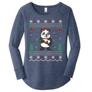 Panda Lover Xmas Ugly Santa Hat Panda Christmas Gift Women's Perfect Tri Tunic Long Sleeve Shirt